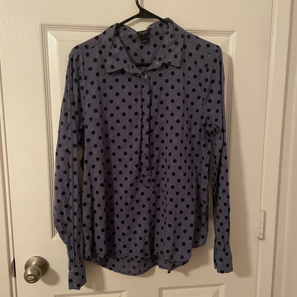 J Crew Polka Dot Blouse - L